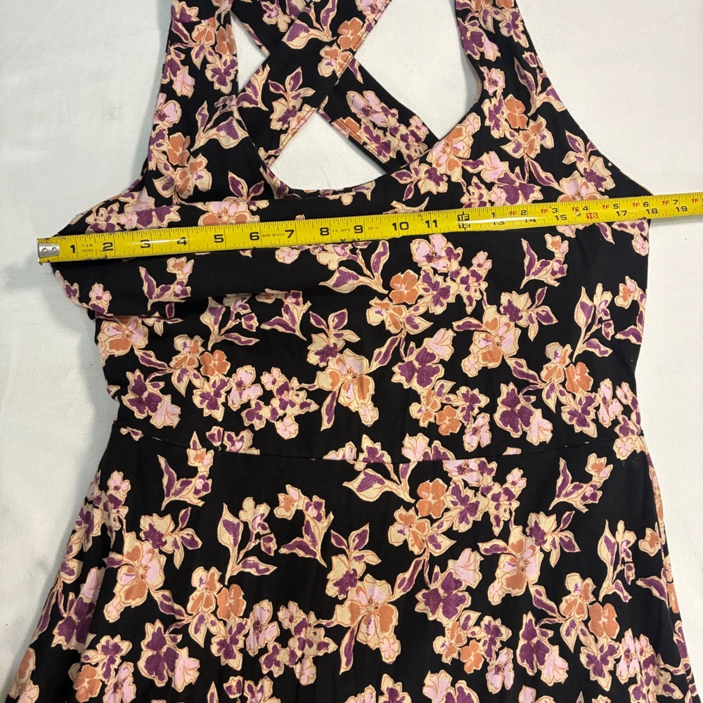 Pact Maxi Dress Organic Cotton Fit Flare Womens XL Black Floral Granola - Picture 5 of 13
